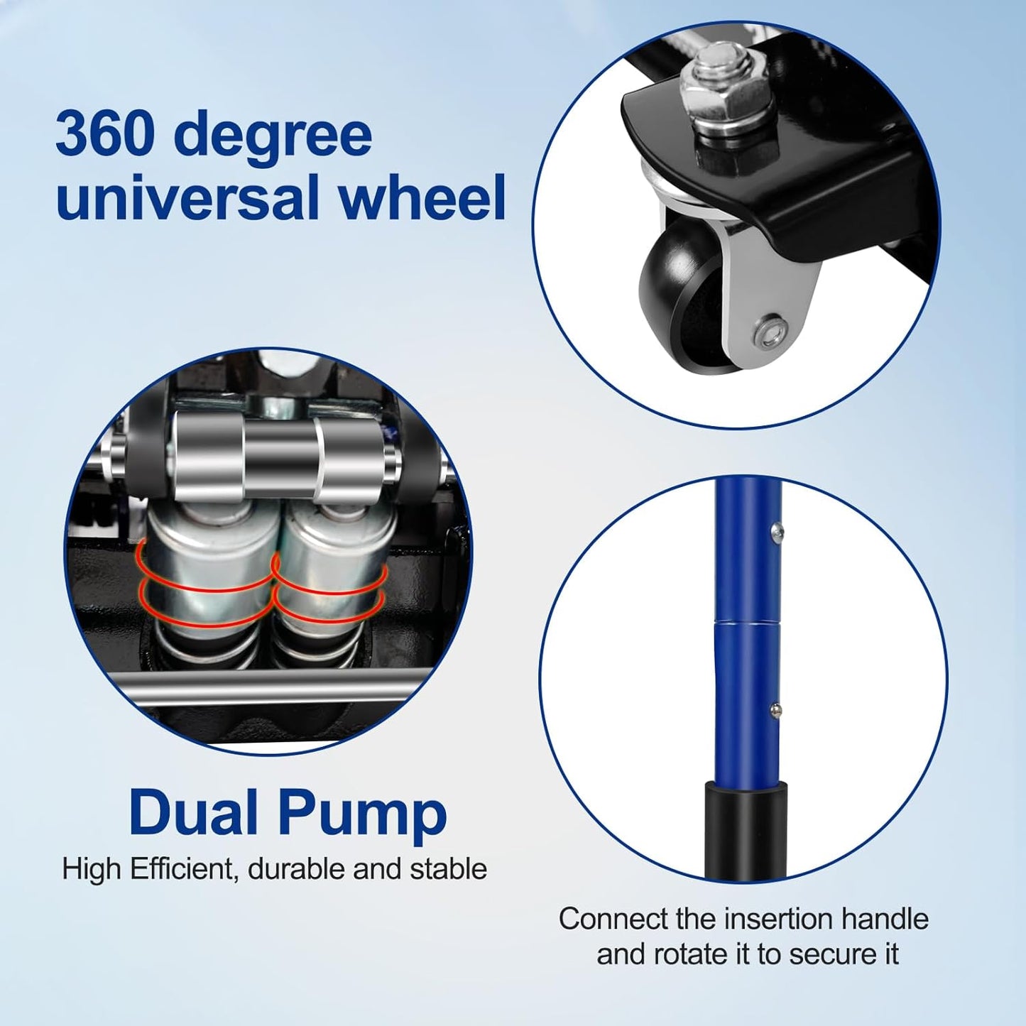 Floor Jack 3Ton/6600lbs.Dual Piston Fast Lifting Pump.Ultra Low Profile Floor Jack,Lifting Range 2.95"-19.69".Heavy Duty Hydraulic Racing Car Jack for MVPs,SUVs and Trucks.Trolley Jack