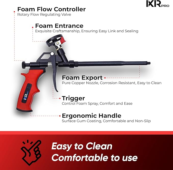 Luft Professional Expanding Foam Spray Gun (40 Insulation Guns + 360 Extenders) PU Insulating Applicator Heavy Duty Metal Body Dispensing Foam Gun Suitable for Caulking, Filling, Sealing (40 Pack)
