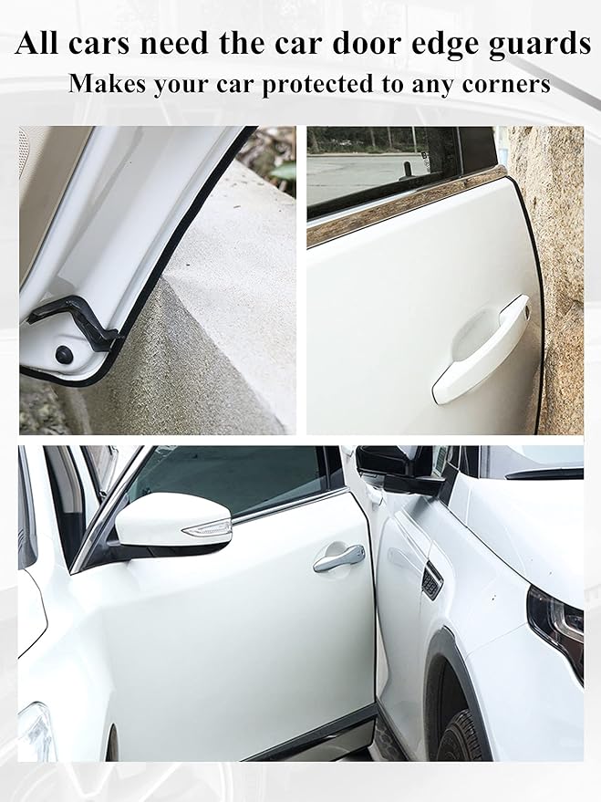 SYOAUTO 13Ft(4M) Door Edge Guard Black Car Door Protector Edge Guards Rubber Auto Door Trim U Shape Build in Metal Sheet No Need Adhesive Easy to Cut Fit for Most Vehicles