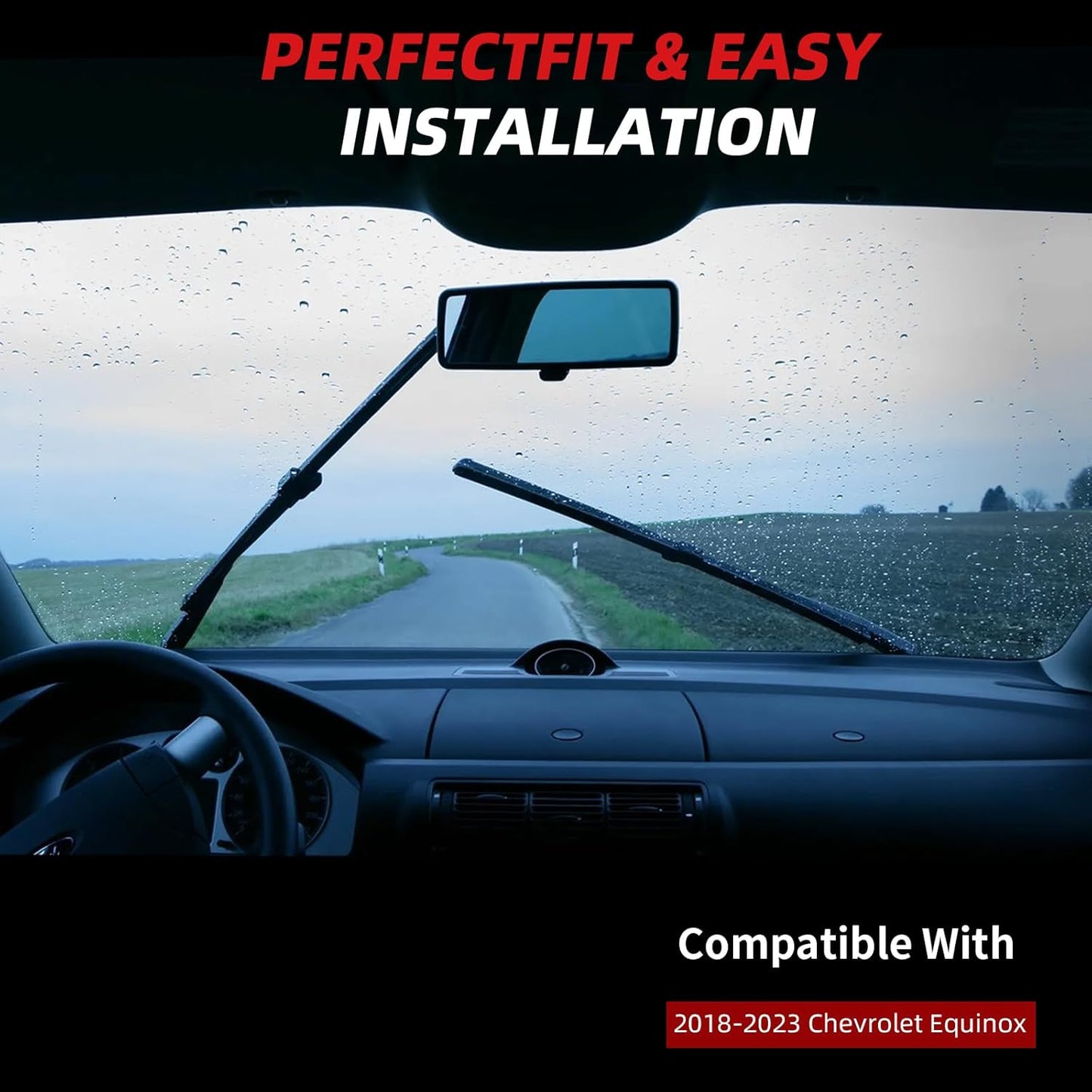 OTUAYAUTO Premium Windshield Wiper Blades - Replacement for Chevrolet Equinox 2018-2023 - Precision Fit, All-Weather Performance, Front and Rear Wiper Blades, J/U Hook - 24"+18"+13" (Pack of 3)