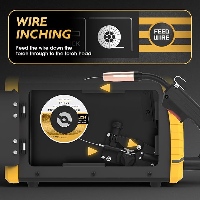 TOOLIOM 135A Gasless Flux Core MIG Welder 110V MIG Welder Flux MIG/Lift TIG/Stick 3 in 1 Welding Machine IGBT DC Inverter with LCD Display