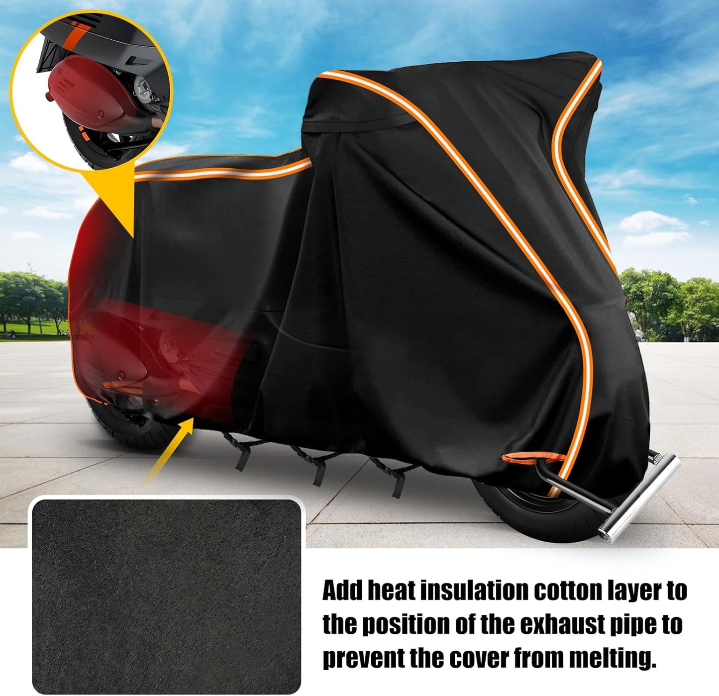 Waterproof Motorcycle Cover for Vespa GTV,Vespa GTS (300cc HPE, Super 300cc HPE, Super Sport 300cc HPE, Super TECH 300cc HPE), Outdoor 420D Bike Cover Windproof Heavy Duty Waterproof Protection