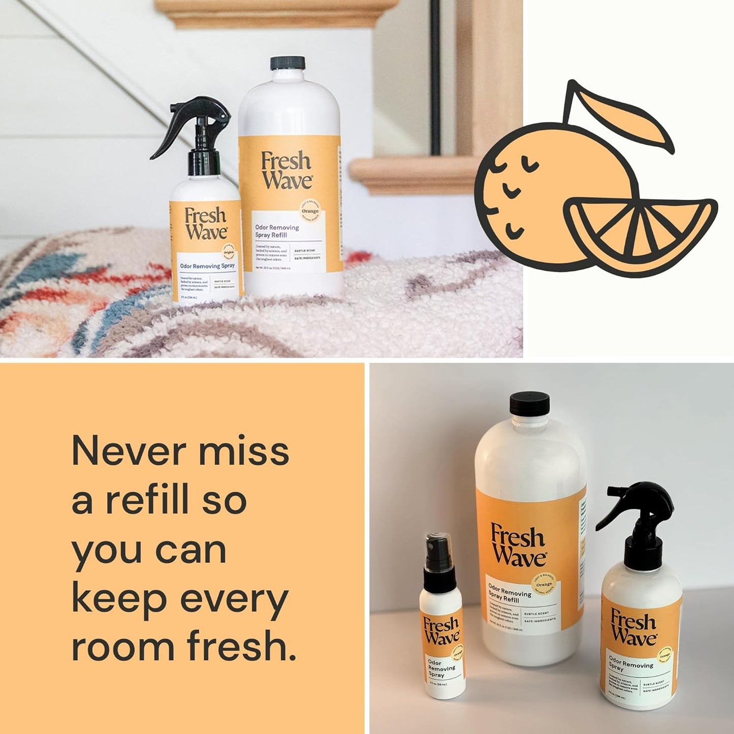Fresh Wave Orange Odor Eliminator Spray & Air Freshener Refill, 32 fl. oz.