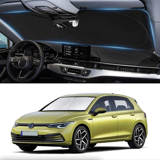 Sunshade for 2015-2023 2024 2025 Volkswagen Golf GTI e-Golf VW Golf R 4 Door Hatchback Accessories Front Window Shield Cover for Windshield Sun Visor