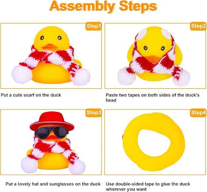 Rubber Duck Car Ornaments 2Pack Winter Duck Car Dashboard Decorations for Christmas Decor and Home Decorations with Mini Hat Scarf and Sunglasses(A)