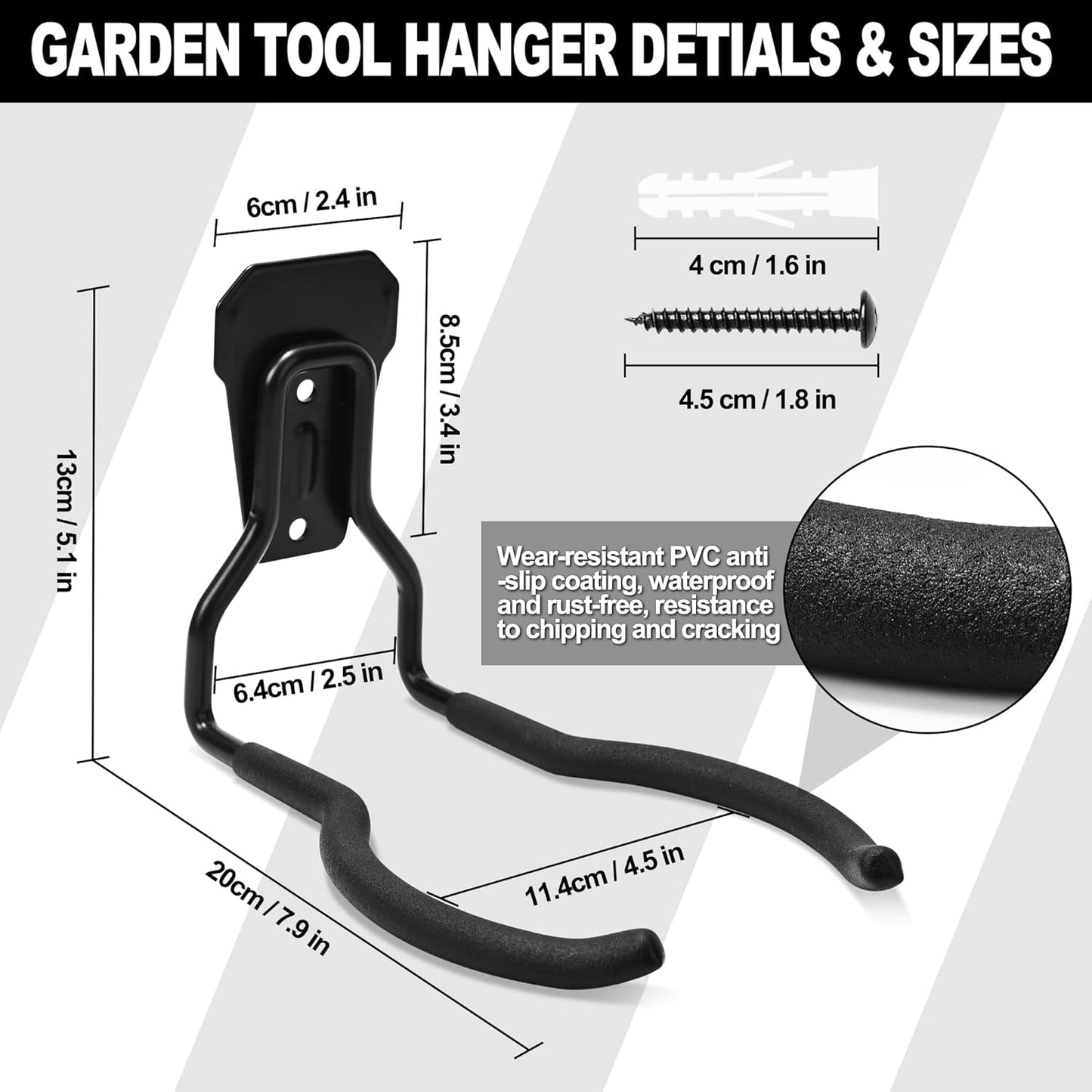 Garden Power Tool Hanger - 4Pcs Steel String Trimmer Holder Wall Mount, Grass Trimmer Organizer, Weed Eater Rack Garage Storage Hook for Weed Wacker, Leaf Blower and Other Lawn Equipment