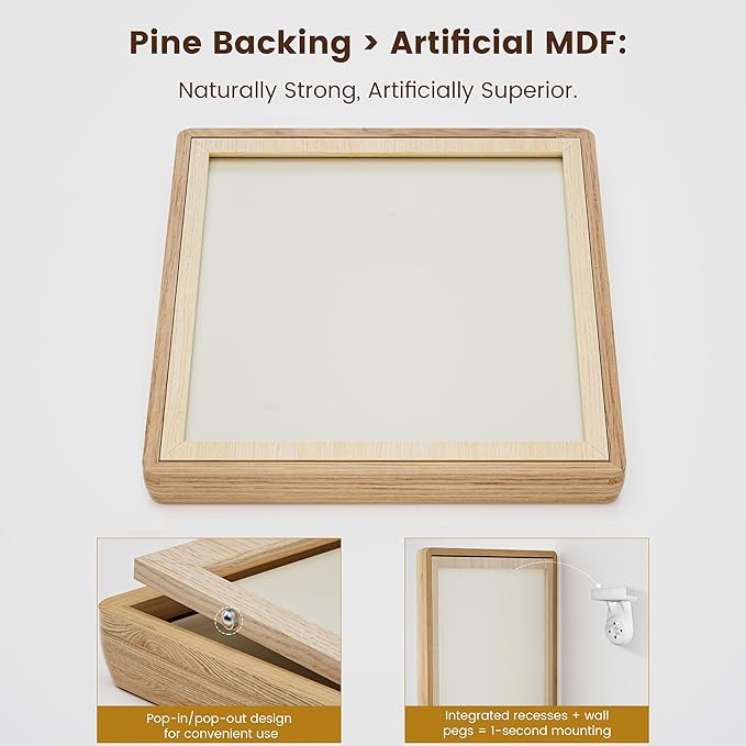 HELPLEX 14x17 Premium Picture Frame Set of 2 - Solid Oak Wood, UV-Blocking Plexiglass, Convertible 11x14 Matted or 14x17 Open Display - Wall Art Gallery & Luxury Home Decor