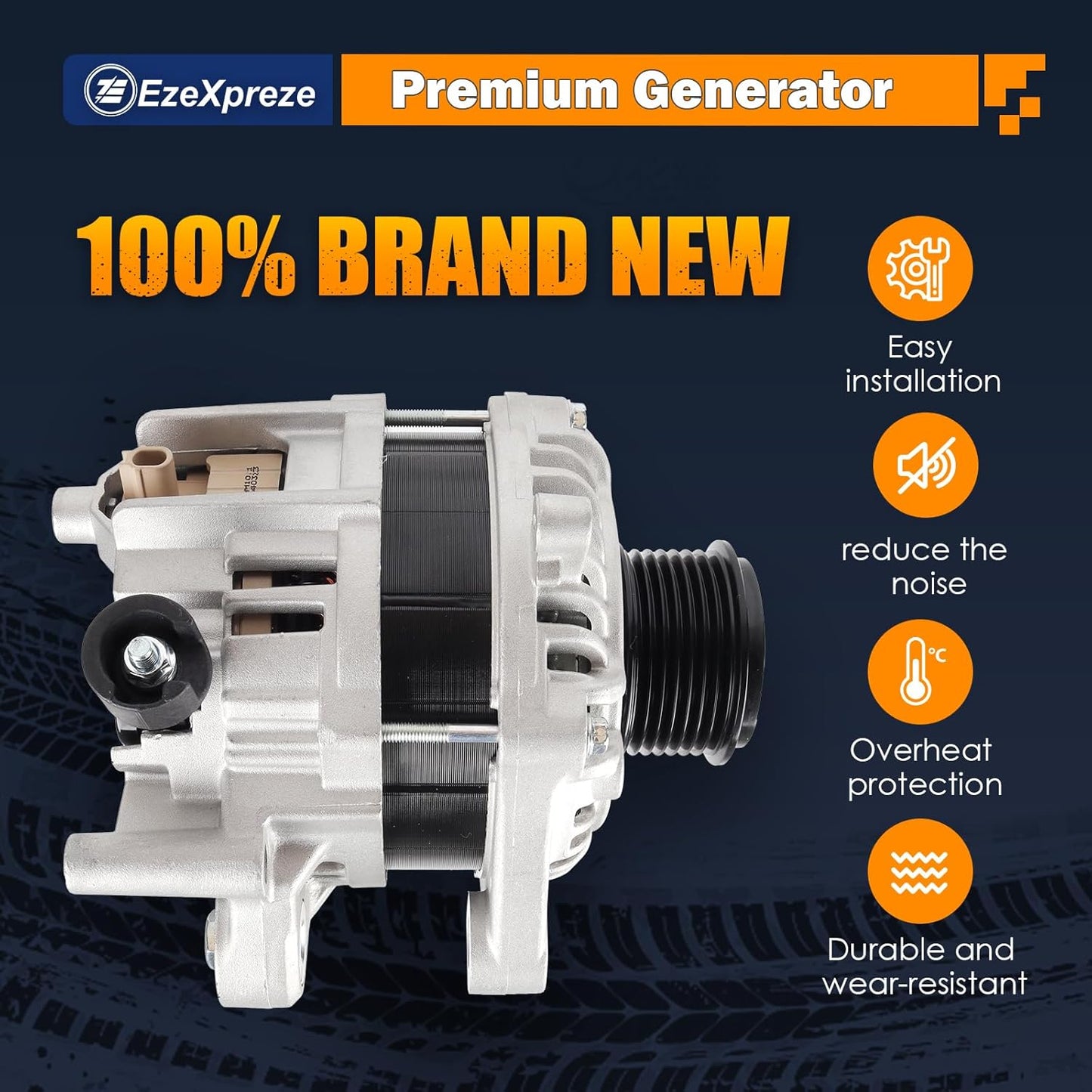 EzeXpreze New Alternator fit for Honda for Accord 2004 2005 2006 2007 130Amp 12V Compatible V6 3.0L, Replace# 104210-3500, 104210-4480, 104210-4481, 31100-RCB-Y01, 31100-RCB-Y02, 31100-RCB-505RM