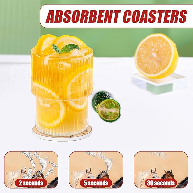Running Horse Car Coasters for Cup Holders, Absorbent Ceramic Car Coaster Car Cup Holder Coaster Car Accessories for Women Men (2 Pack)