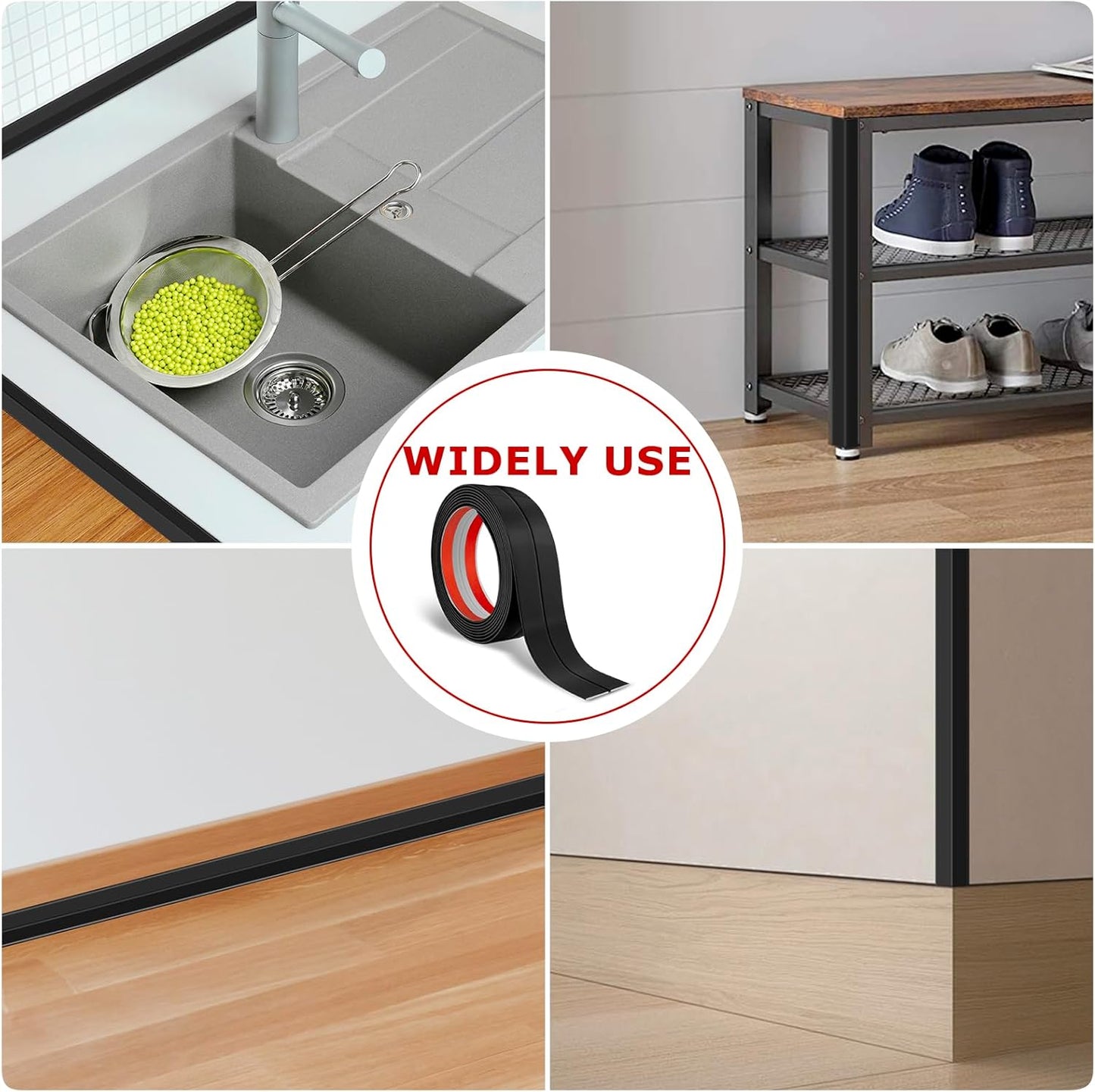 Flexible Wall Corner Protector Moulding Trim Peel and Stick Wall Corner Guards Edge Protector Self Adhesive Molding Trim Strip for Edge Ceiling (Black, 1.6 in x 20 Ft)