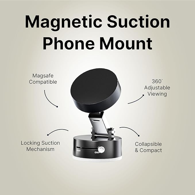 It's Just Smart IJS 360° Magnetic Phone Holder for Car with Ultra Strong Secure Lock Suction | Adjustable magsafe car Mount Compatible with iPhone & Samsung