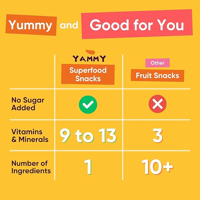 Yammy Dried Fruit Snack (Variety Pack of 9) No Sugar Added 1 Ingredient Healthy Snacks for Adults Kids, Sweet Potato Sticks, Freeze Dried Mango & Dragon Fruit Chips, Gluten Free Vegan Individual Packs