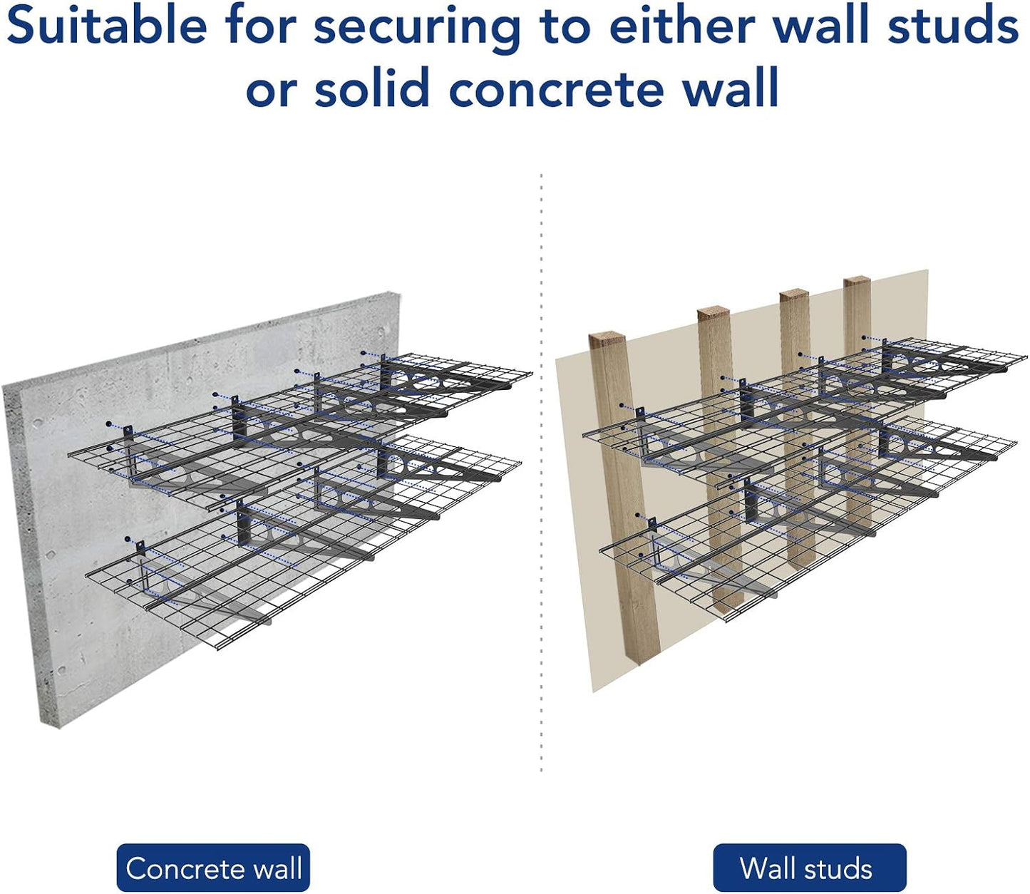 FLEXIMOUNTS 4-Pack 2x6ft 24-inch-by-72-inch Wall Shelf Garage Storage Rack Floating Shelves, Black