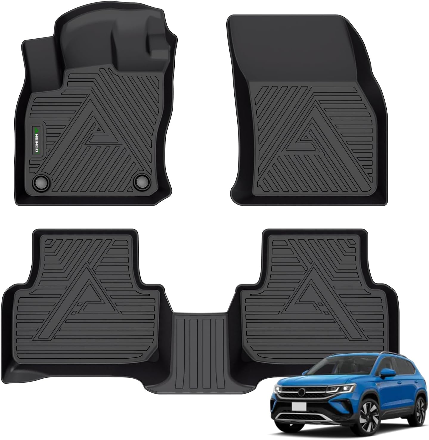 ANBINGO® Floor Mats Custom for VW Taos 2022 2023 2024 2025 S/SE/SEL AWD & FWD All Weather Protection TPE Heavy Duty Non-Slip Automotive Floor Liners Fits Front& 2nd Row VW Taos Full Set