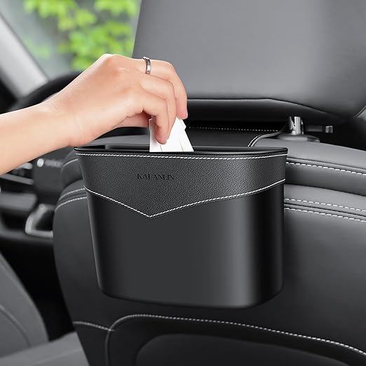 Car Trash Can Mini Trash Bin Garbage Organizer with Plastic Trash Bag Automotive Small Garbage Bin for Home Office Auto Vehicle Car Door Front Back Seat Storage Accessories (hook trash can)