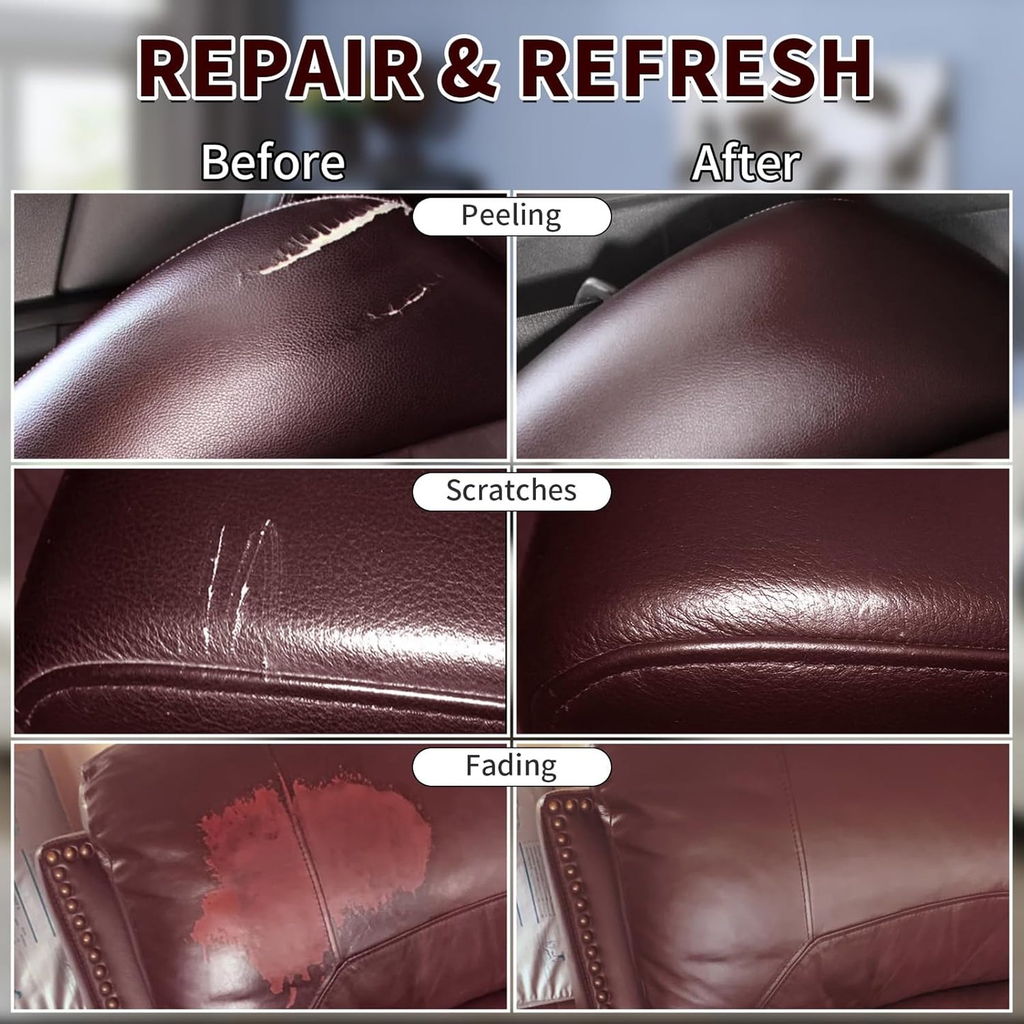 Maroon Leather Recoloring Balm with 100ml Mink Oil,Leather Couch Scratch Remover,Leather Repair kit for Vinyl Furniture and Car Interior,Leather Dye Paint,Mink Oil for Leather