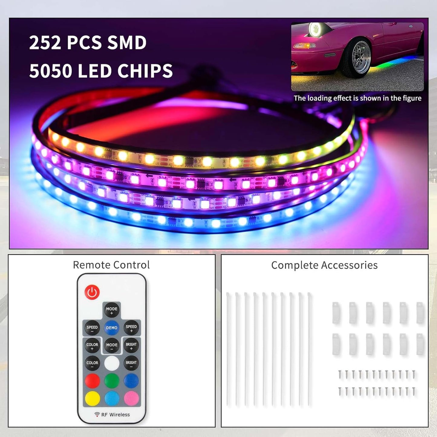 Underglow Lights for Car, 6 Pcs Led Strip Lights with RGB Dream Color Chasing, APP Control 12V Flexible LEDs Underbody Lights, Waterproof Underglow Led Light Kit