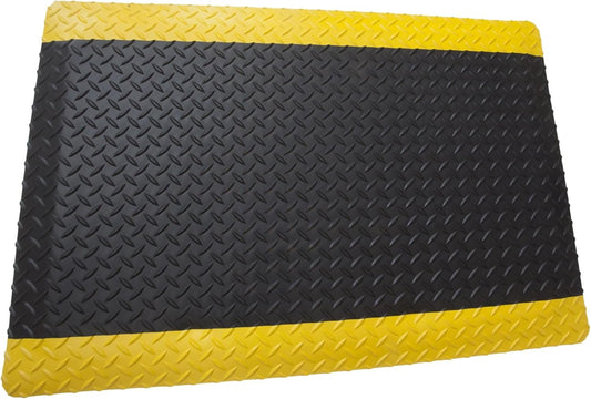 Rhino Mats, American Classic Diamond Anti-Fatigue Mats, Industrial Ergonomic Comfort Standing Mat for Work, Home, Garage, Office, Kitchen or Anywhere (Black/Yellow 1" Thick, 4 FT. x 15 FT.)