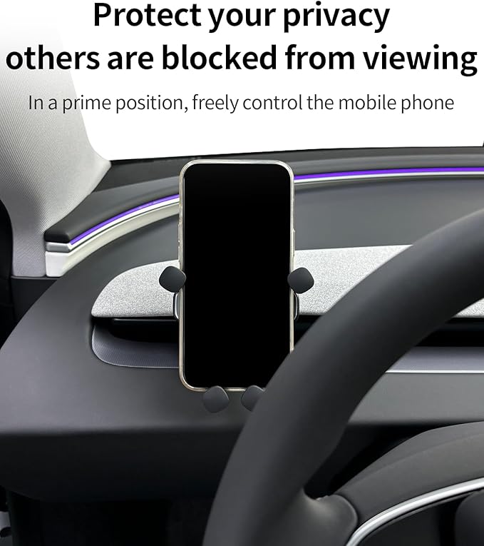 Wireless Charging car Phone Holder for Tesla Model Y 2025 Tesla Model 3 2024 2025 Auto Accessories Navigation Bracket Interior Decoration Mobile Cell Phone Mount, 360° Rotation