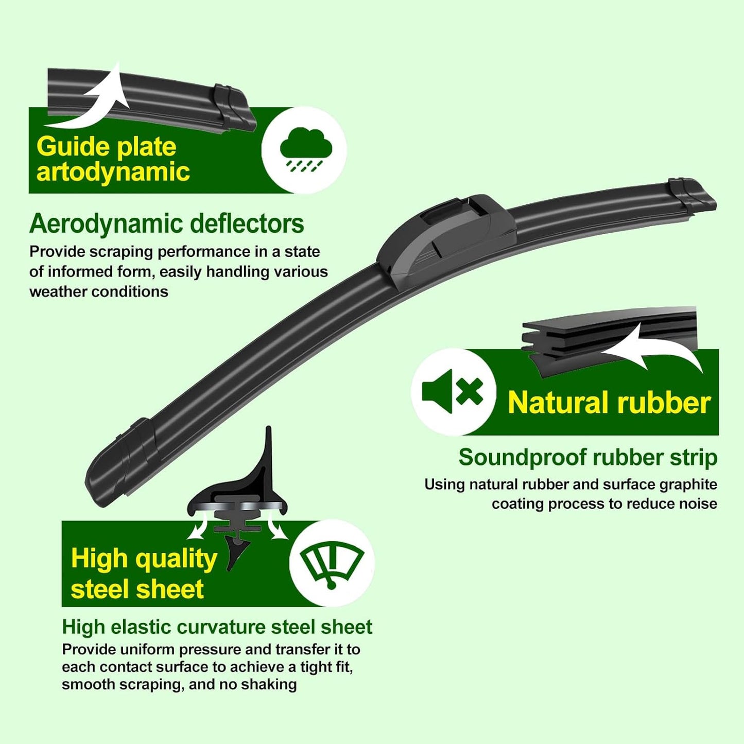 QUALITY 24in + 16in Premium All-Season Windshield Wiper Blades for Original Equipment Replacement(Set of 2)