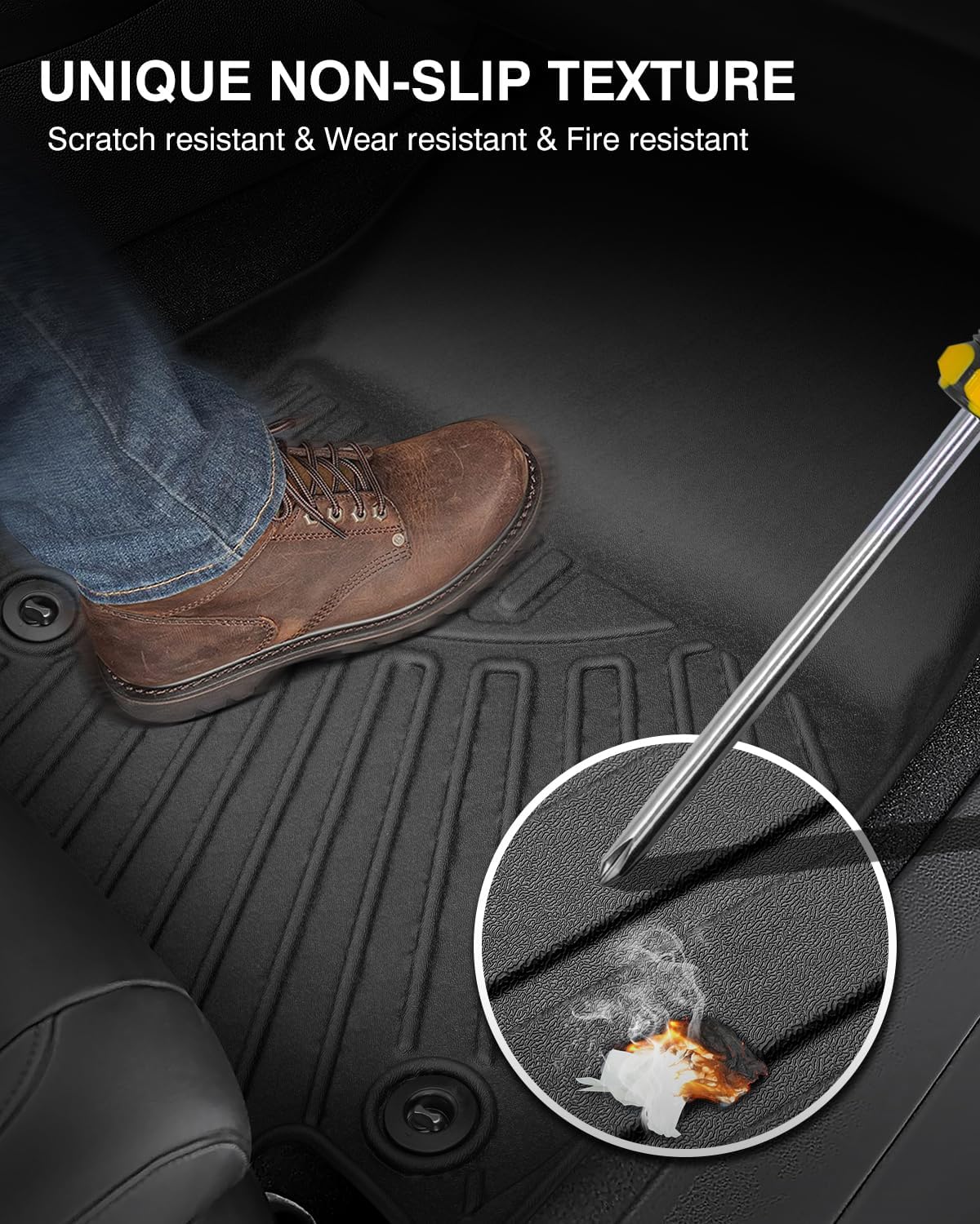 Powerty Floor Mats for 2023 2024 2025 Toyota Crown Accessories All Weather Floor Liner 3D TPE 1st & 2nd Row Floor Mat Heavy-Duty Floor Liners