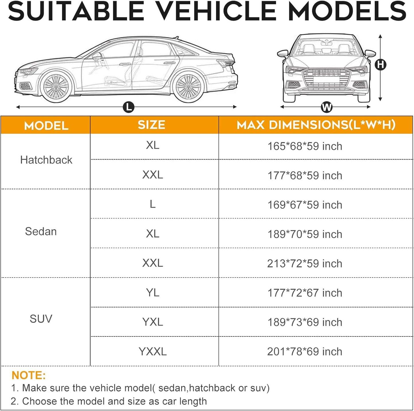 Sedan Car Cover Waterproof All Weather for Automobiles，Outdoor Heavy Duty Full Exterior Covers with Zipper Door, Rain Sun Snow Dust UV Protection, Windproof Straps & Reflective Strips(Up to 213")