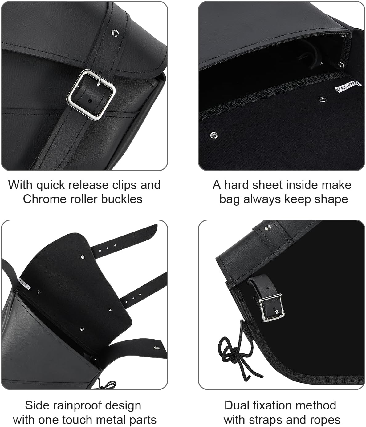 Motorcycle Saddle Bags Leather Motorcycle Solo Swing Arm Bag For Softails Sportsters Choppers Waterproof Side Bags (Black - Left Side, 11.5" x 10.25" x 3.5")