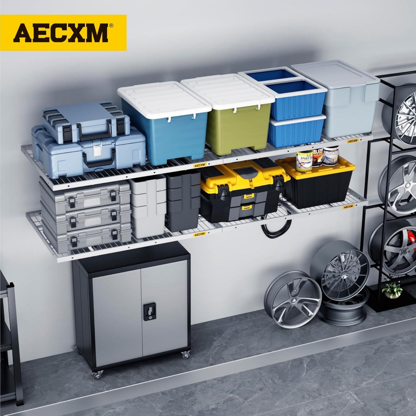 1.64x4ft 4Pack Wire Shelving Unit Heavy Duty Garage Storage Shelves Wall Mounted White 1120lbs Load Capacity（20-inch-by-48-inch）