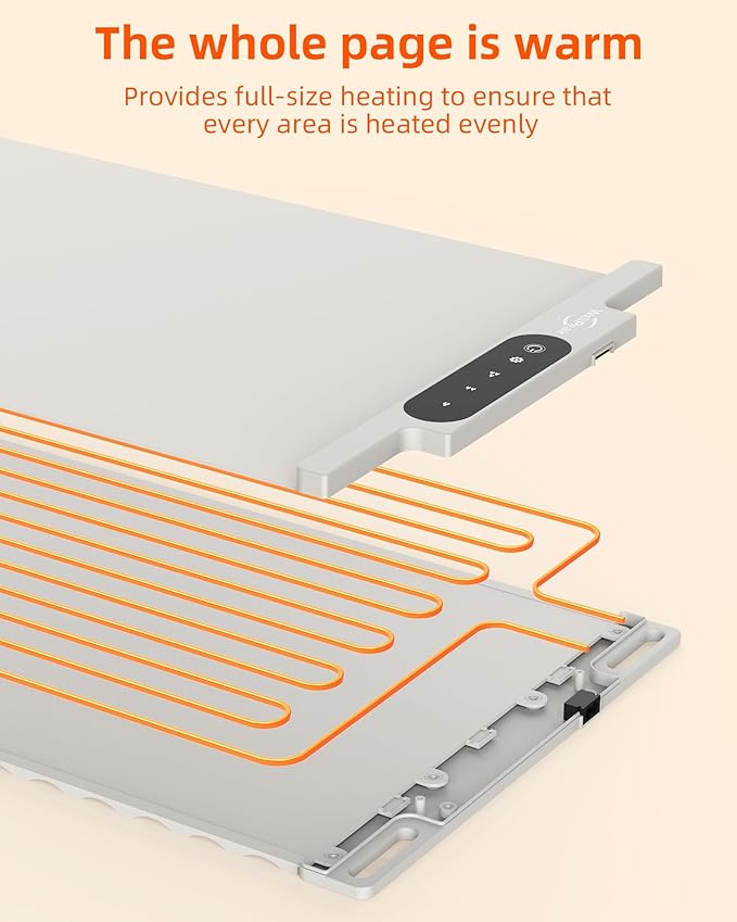 Electric Warming Mat for Food - Full Surface Fast Heating Silicone Tray with 3-Level Temperature, Auto-Off, Raised Feet for Table Protection, Versatile Warmer for Gatherings Parties Buffets, White