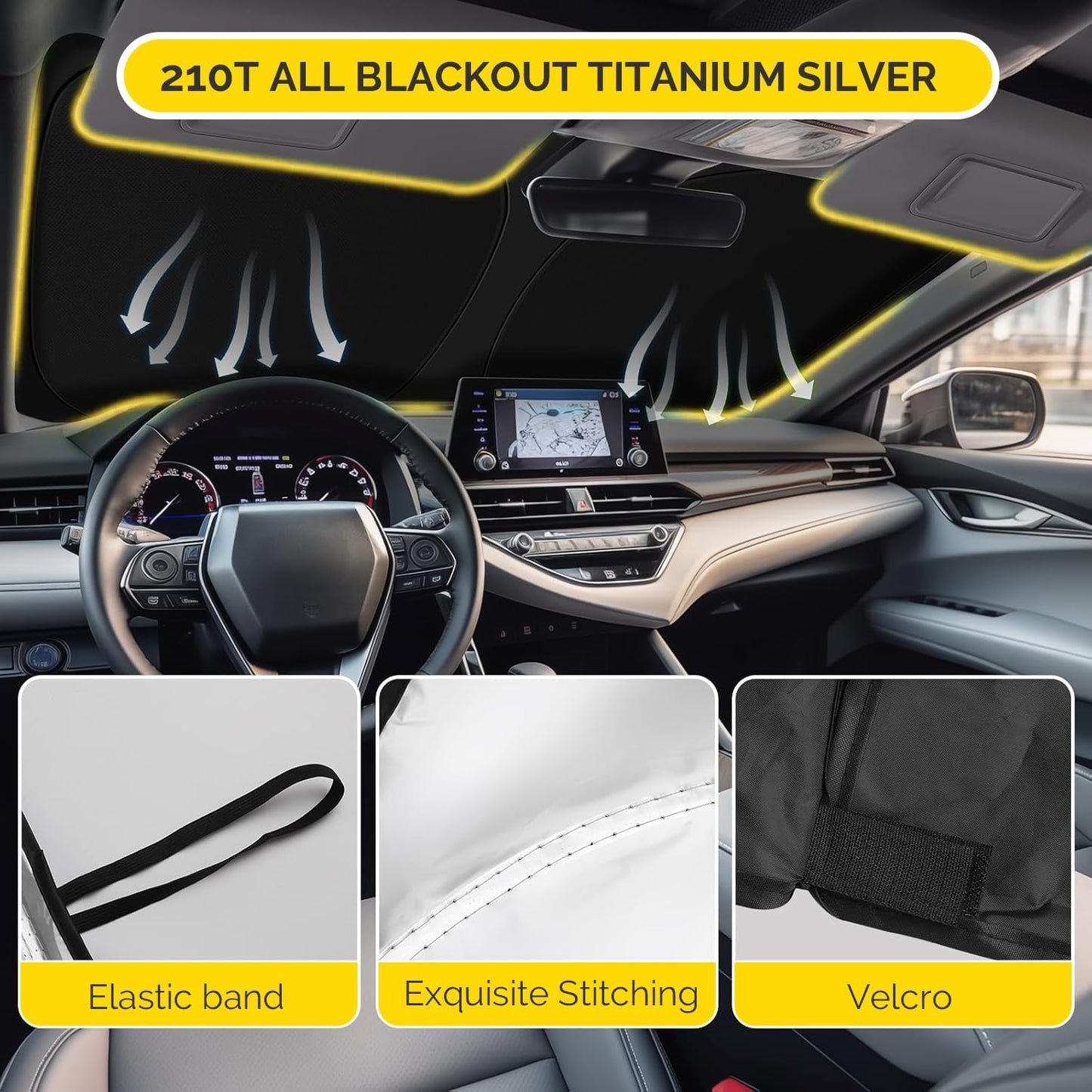 Car Windshield Sun Shade Compatible with 2016-2024 2025 Honda Pilot Accessories Sunshade Custom Foldable Windshield Sun Visor