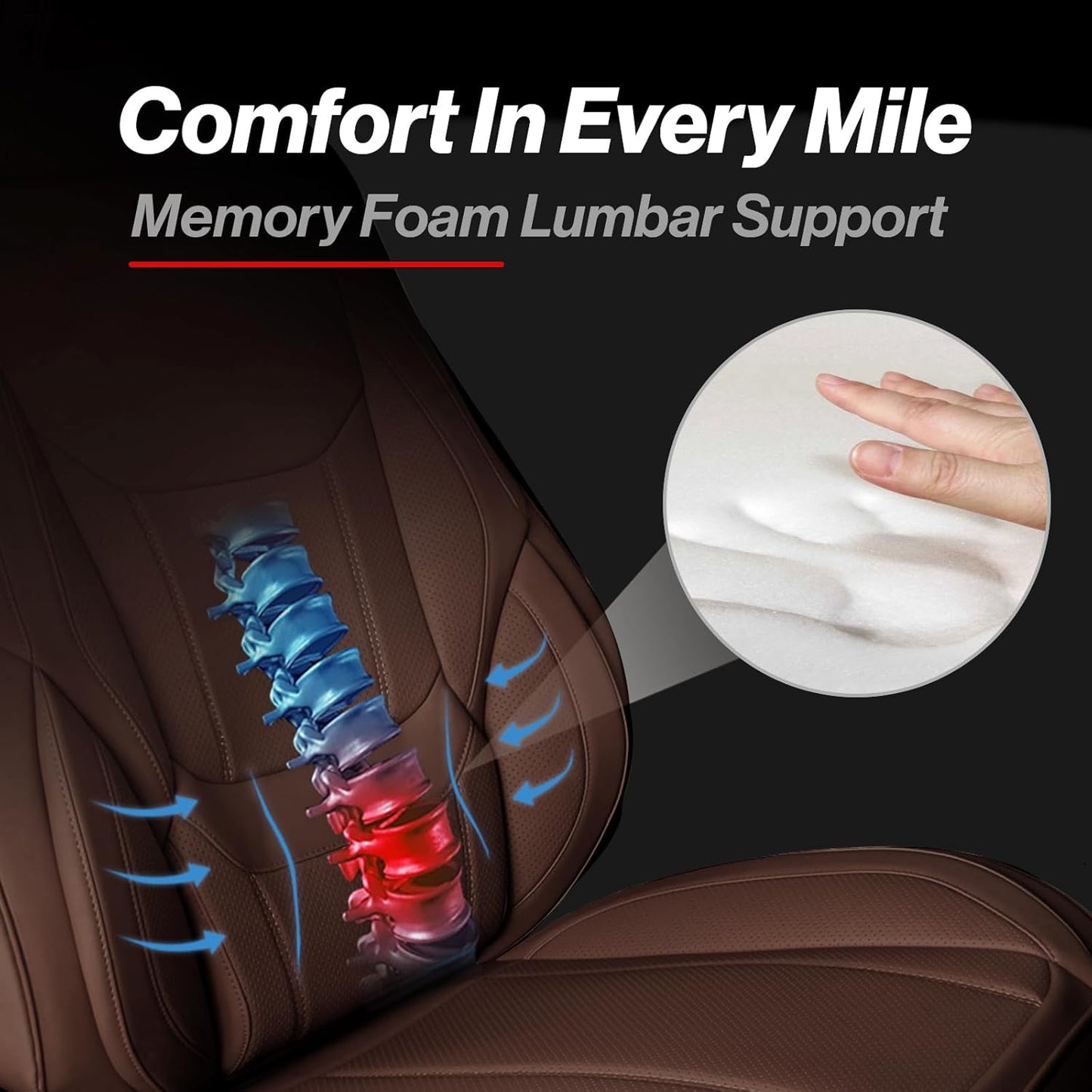 Coverland Custom Car Seat Covers Compatible with 2002-2010 Ram 1500 Quad Cab, Crew Cab - Premium Leather Non-Slip Waterproof Custom Interior Protector Full Set-Dark Brown [See Size Chart-Size X142]