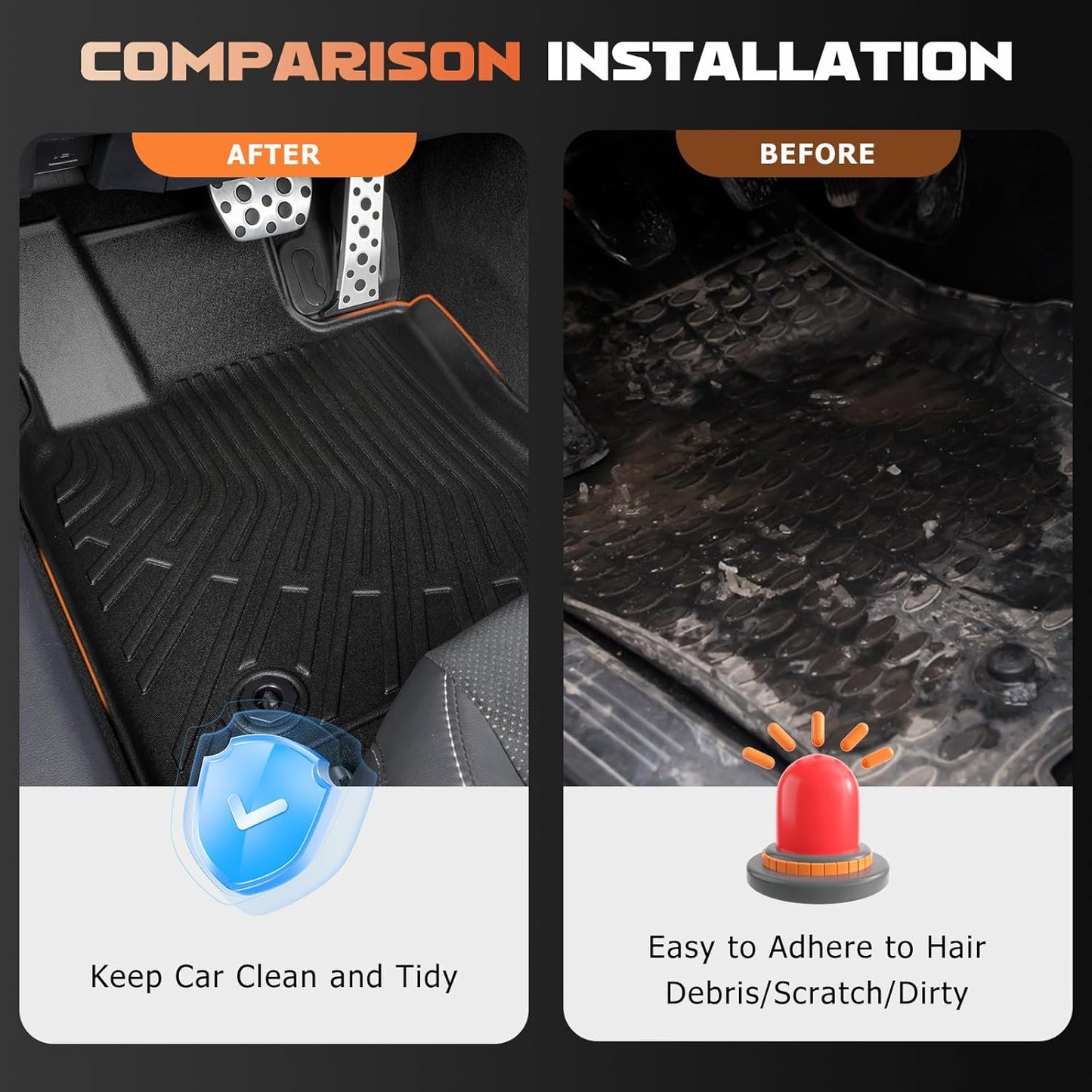 Floor Mats & Cargo Liner Fit for Hyundai Elantra & Elantra N 2021-2024 2025(Not for Hybrid), All Weather Protection TPE Anti-Slip Car Full Set Floor Liners Hyundai Elantra Custom Accessories,Black