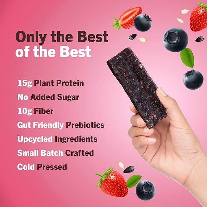 Amrita Nut Free Vegan Protein Bars (12 CT) | Sunflower Butter & Jelly 15g Plant-Based Protein Bar | Peanut-Free, Gluten Free, and Dairy-Free | No Added Sugar, High Fiber,Healthy Snacks for Kids/Adults