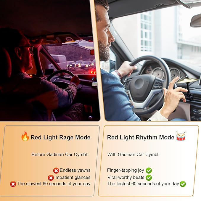Mini Car Drum Cymbal For Car Air Vent (Gold) – Crash Cymbal Dashboard Ornament Accessory for Musicians, Drummers, Music Lovers – Funny Auto Interior Gift for Men Women Teens