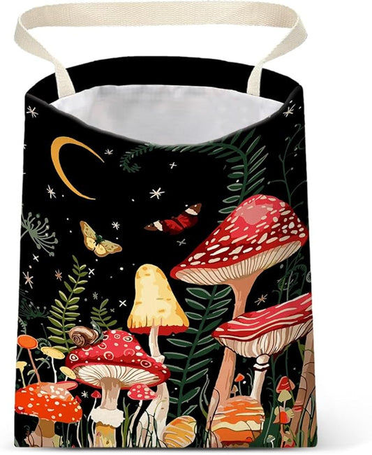 Car Trash Bag Hanging No Snap Small Garbage Bag for Car Back Seat Cute Printed One-handed Strap Trash Bags Car Accessories-Mushroom Car Trash Bags