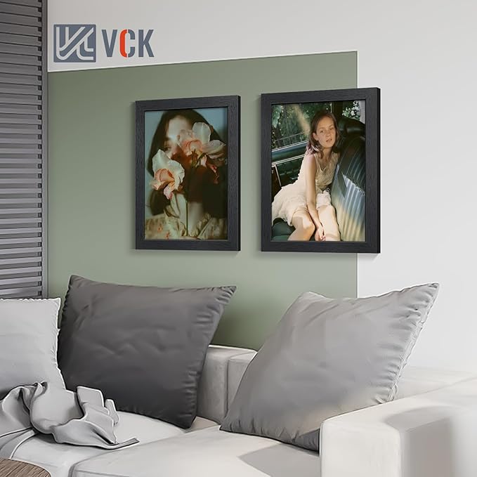 VCK 11x14 Picture Frames Black Set of 6, Wide Border Wood Multi Certificate 11 x 14 Frame, Family Photos, Office Prints, Studio/Gallery Artwork, Woodgrain Series, Wall Hanging