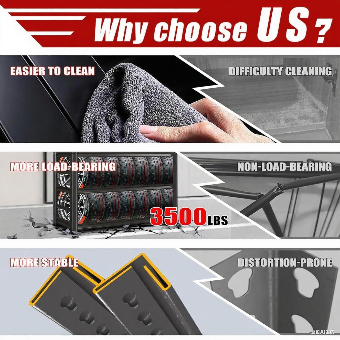 72" H Garage Shelving Unit 3500 LBS Heavy Duty Storage Shelves, Adjustable 5 Tier Metal Shelving Uni for Storage, Utility Shelves for Garage,Workshop, Basement, Home Office 72" Hx35.4 Wx15.7 D