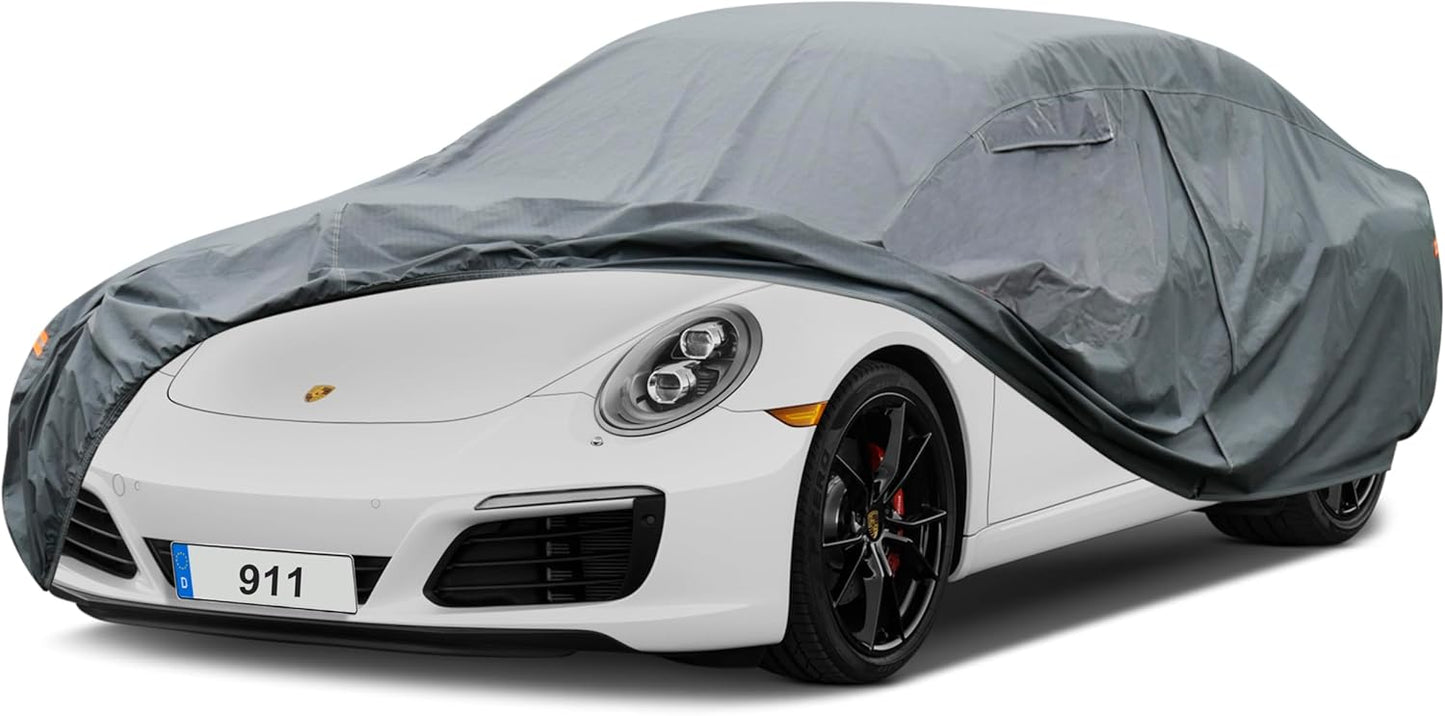 Premium Car Cover Custom Fit Porsche 911 (2011-2025), 16 Layers Heavy Duty Car Cover Waterproof All Weather with Zipper Door for Sun Rain Snow Dust Uv Protection