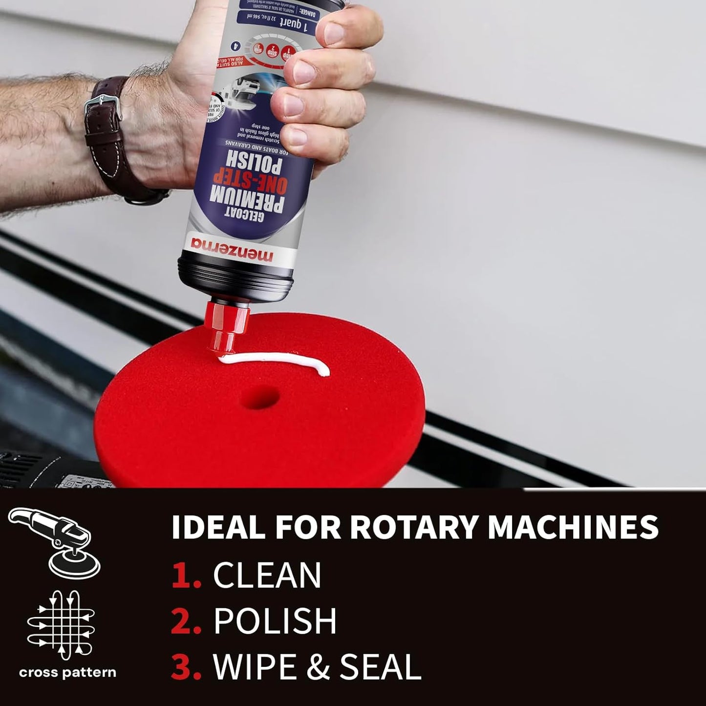 menzerna "Premium One Step Gelcoat Polish" 32oz I Marine Compound to Remove Scratches & to Provide a Glossy Finish I Boat Polish for Outstanding Brilliance I Heavy & Medium Cut + Finish All in one