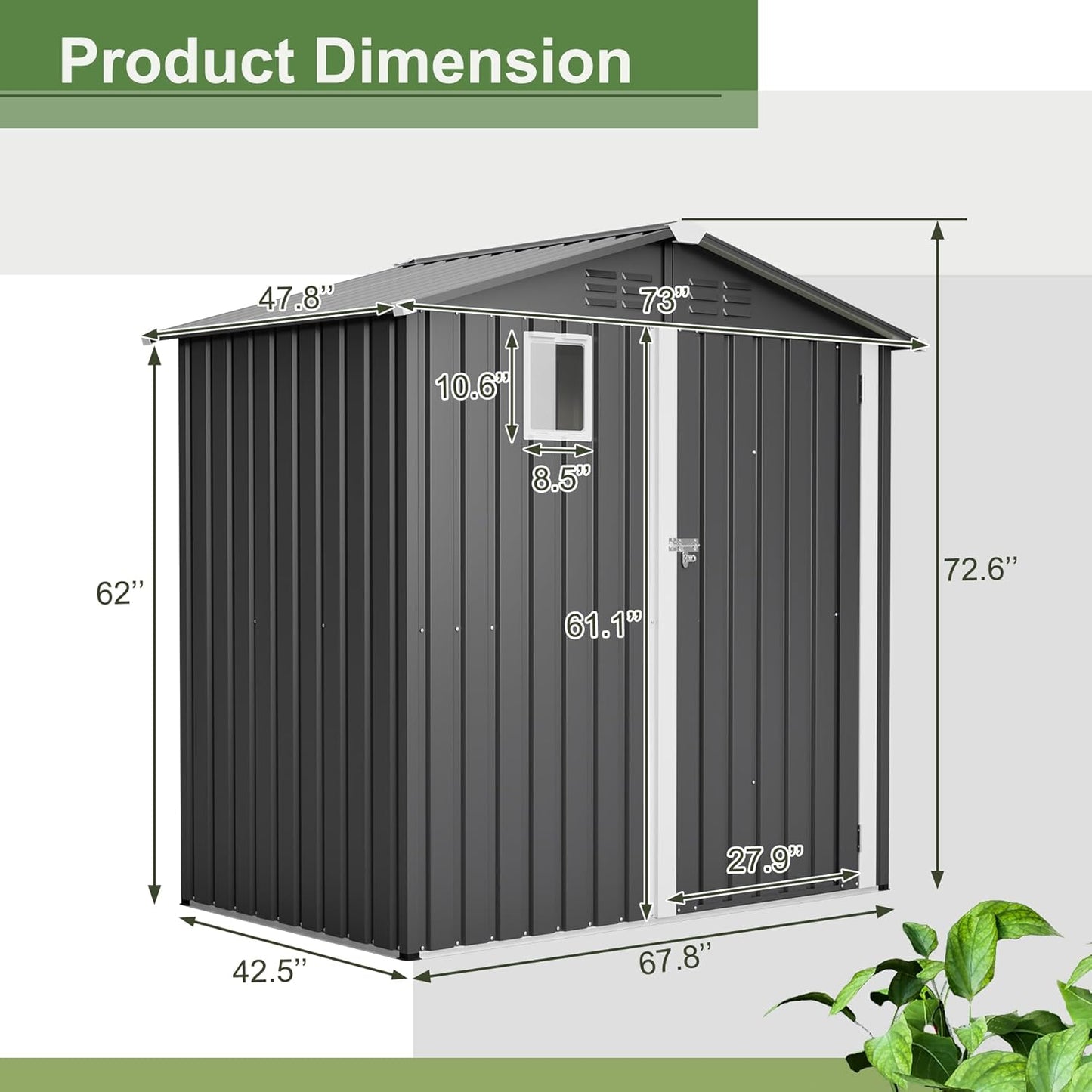 Outdoor Storage Shed, 6 X 4ft Metal Galvanized Steel Garden Shed with Floor Frame, Utility Tool Shed Storage House with Window for Backyard, Patio, Lawn