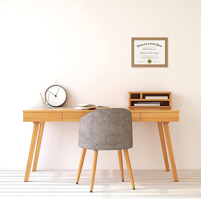 Americanflat 8.5x11 Diploma Frame with Shatter-Resistant Glass - Document Frames with Engineered Wood - Legacy Collection - Certificate Frame for Tabletop and Wall Display - Dark Oak