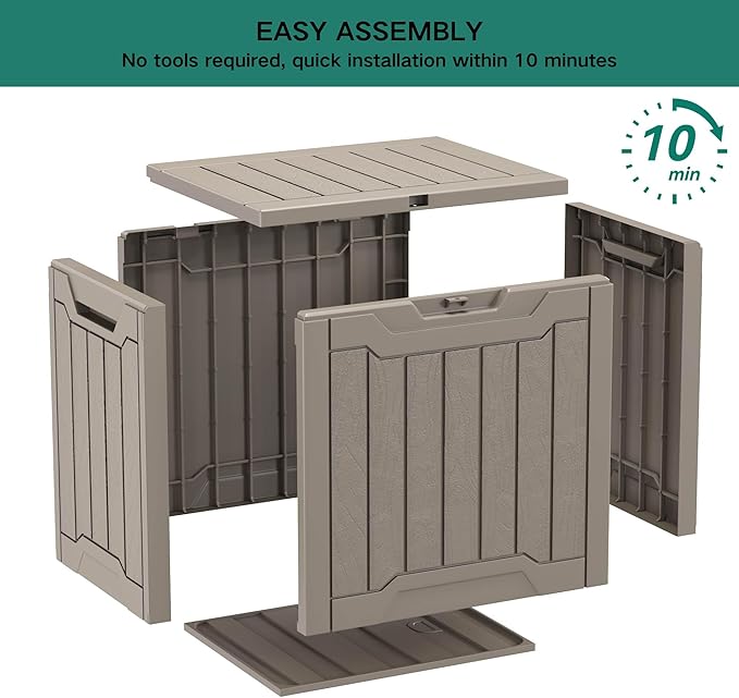 YITAHOME Outdoor Resin Storage Box 31 Gal, Water-resistant Patio Deck Box Outdoor Storage Box for Pillows, Garden Equipment, Securely Lockable, Light Brown