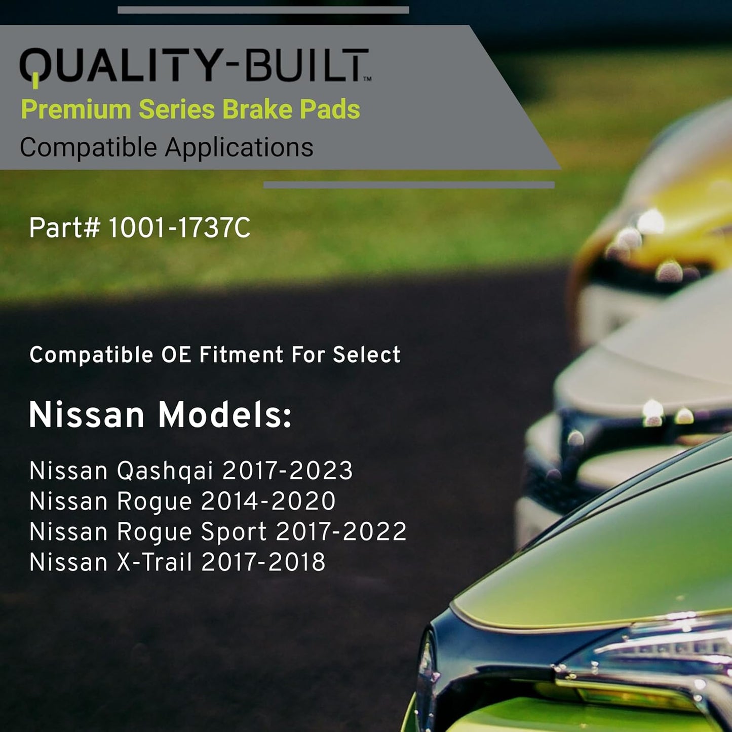 Premium Ceramic Front Brake Pads (1001-1737C) Replacement for Nissan Qashqai 2023-2017, Rogue 2020-2014, Rogue Sport 2022-2017, X-Trail 2018-2017