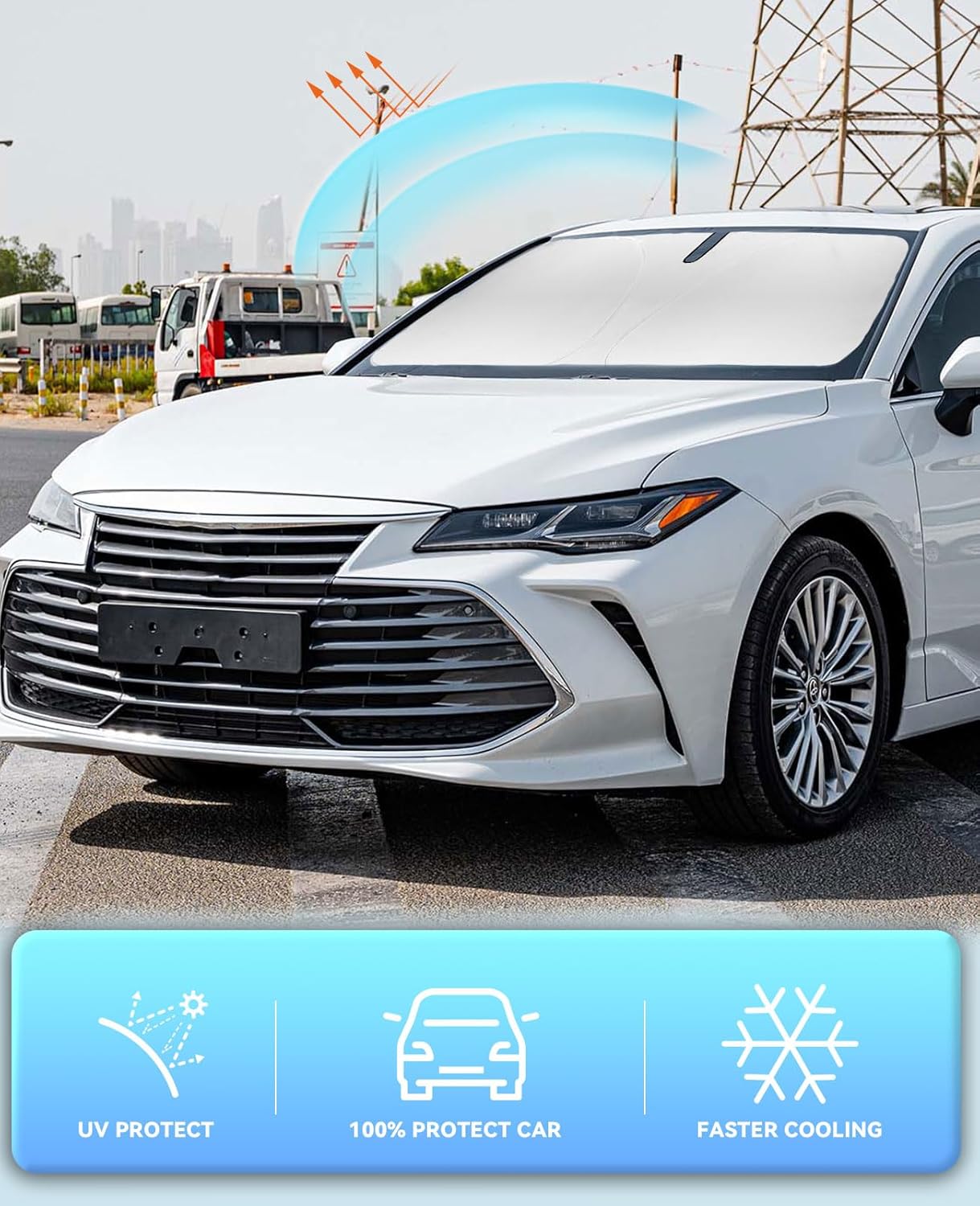 Sun Shade for Camry 2018-2023 Windshield Sunshades Windshield Cover Front Window Shields Custom Fit Toyota Camry LE XSE XLE Hybrid SE Sedan 2024 2022 2021 Accessories Sun Visor Protector Blocks UV Ray