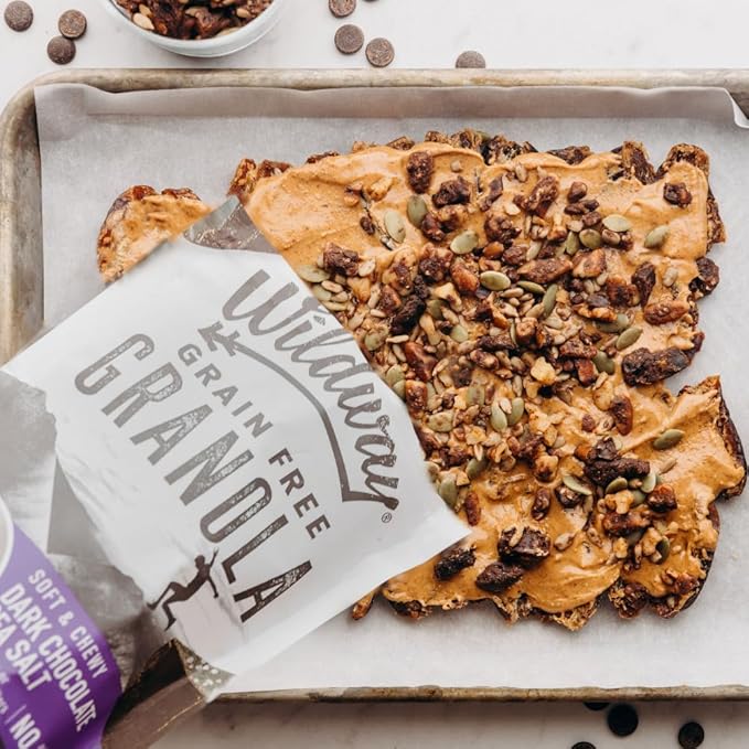 Wildway Keto Granola | Dark Chocolate Sea Salt | Grain-Free Certified Gluten-Free Cereal | Vegan, Low Carb | No Sugar Added | Paleo-Friendly, Non-GMO Fruit & Nut Clusters | Nutrient-Rich | 8oz, 3 Pack