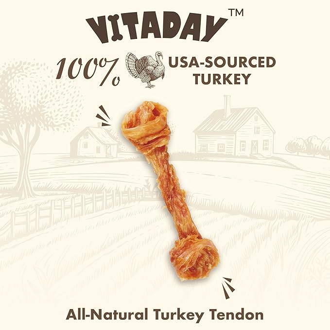 Turkey Tendon Bone (L) 1 Unit per Pack, 100% Natural, USA-Sourced Turkey Tendon, High-Protein, Low-Fat, Long-Lasting Dog Chew, Rawhide Alternative, Hypoallergenic Puppy & Dog Treats