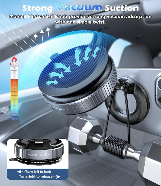 Car Phone Mount Holder for Magsafe, 360° Adjustable Magnetic Phone Holder Foldable Suction Cup Phone Mount for Car/Gym/Mirror Mount for iPhone/Android, Black