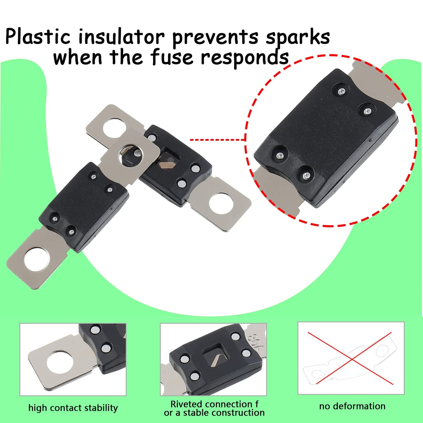 250A MEGA High Current Fuse - 250 Amp Bolt-on Fuse for Cars, Trucks, Construction Vehicles, Buses, Caravans (2 Pcs)