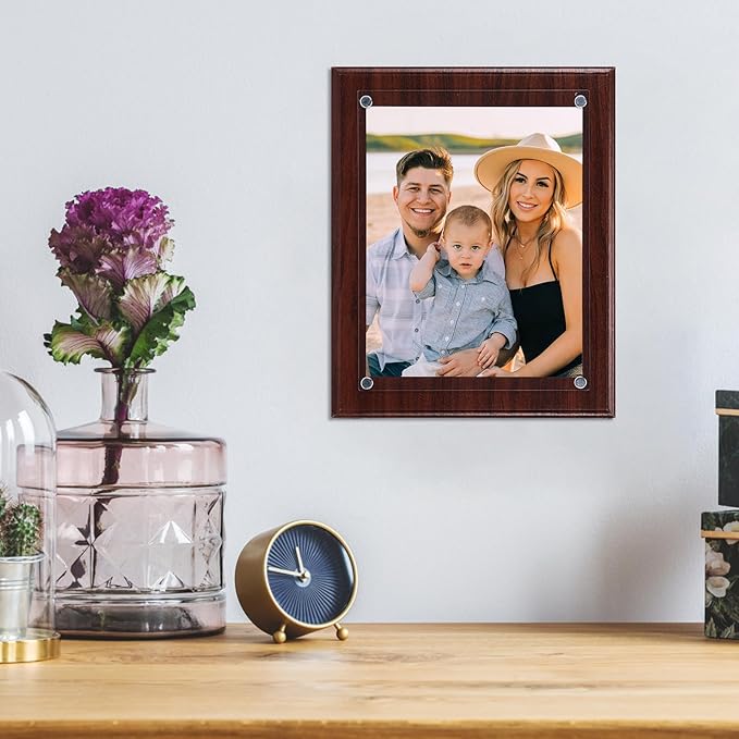 PETAFLOP Brown 8.5x11 Picture Frame, Certificate Award Document Plaque Wall Mounted Display, Single