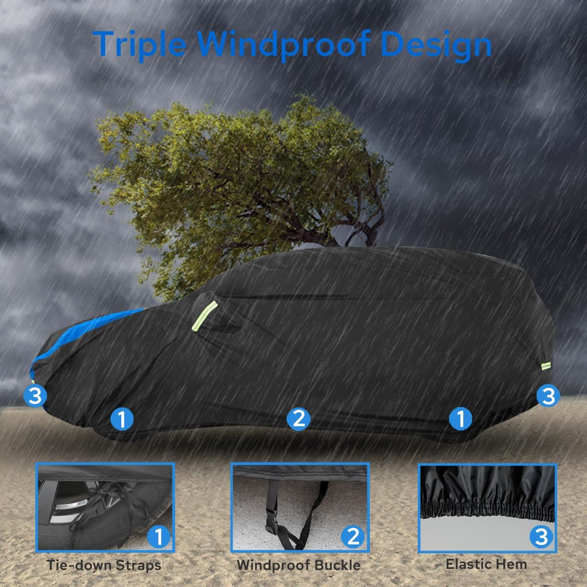 Avecrew Car Cover Custom Fit for Honda CRV, Waterproof All Weather Full Exterior Cover Rain Snow UV Protection Cover with Side Door Zipper Design